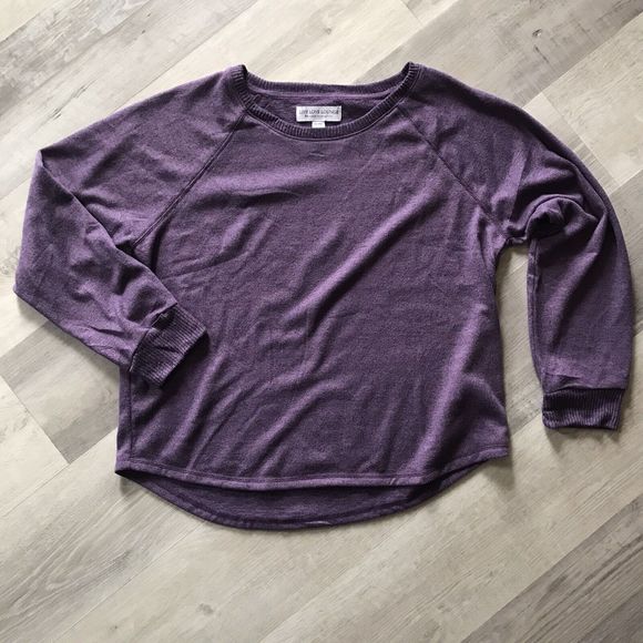 live love lounge karen neuburger Cropped Purple Sweatshirt - Picture 1 of 5